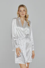 Womensecret Ivette Bridal women's short white satin robe bézs