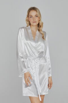 Womensecret Ivette Bridal women's short white satin robe beige