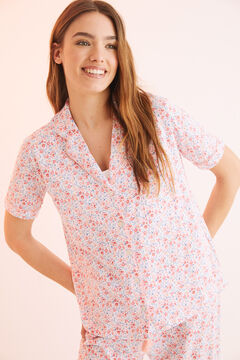 Womensecret Pyjama chemise 100 % coton à fleurs rose rose