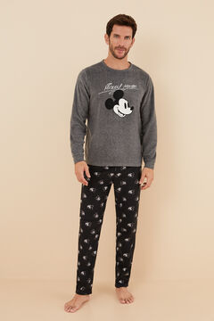Womensecret Men's long fleece Mickey Mouse pyjamas grey