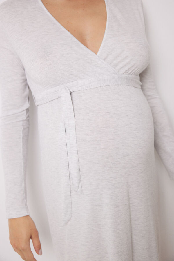 Womensecret Short gray viscose maternity nightgown grey