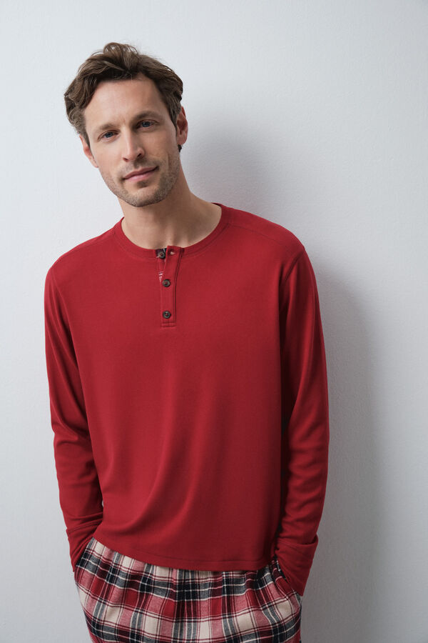 Women'secret Red plaid men's classic pyjamas red