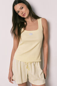 Women'secret Yellow cotton short pyjamas with square neckline
