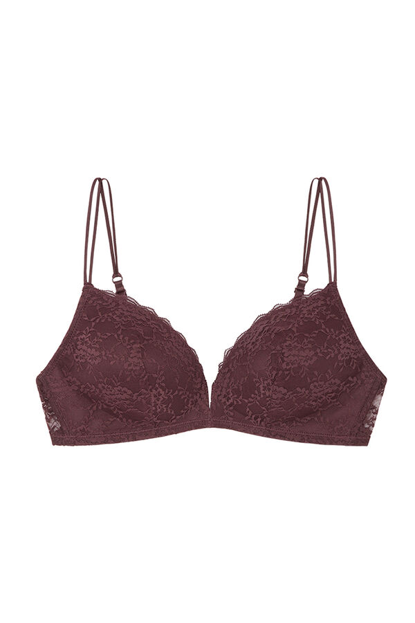 Womensecret LOVELY Maroon lace triangle bra printed