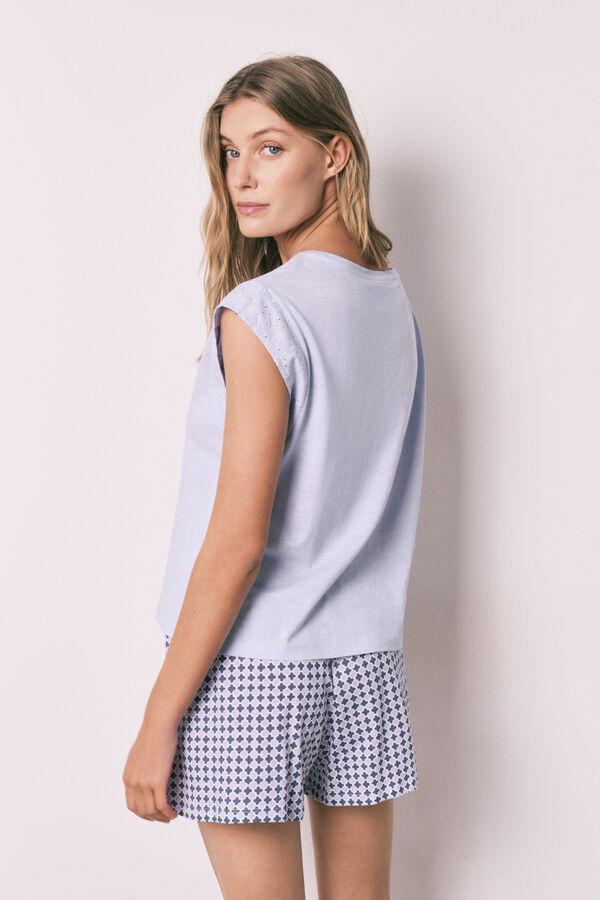 Women'secret Lilac printed cotton short pyjamas pink