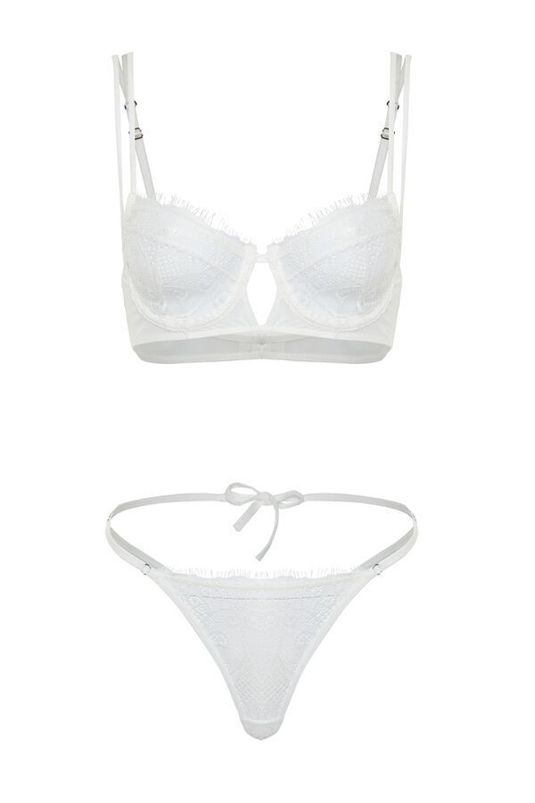 Trendyol Conjunto de lenceria encaje y  ribetes blanco