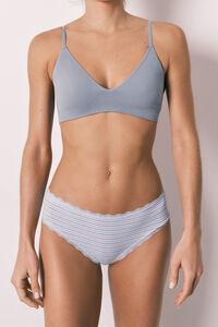 Women'secret Plave pamučne klasične &scaron;iroke gaćice na pruge