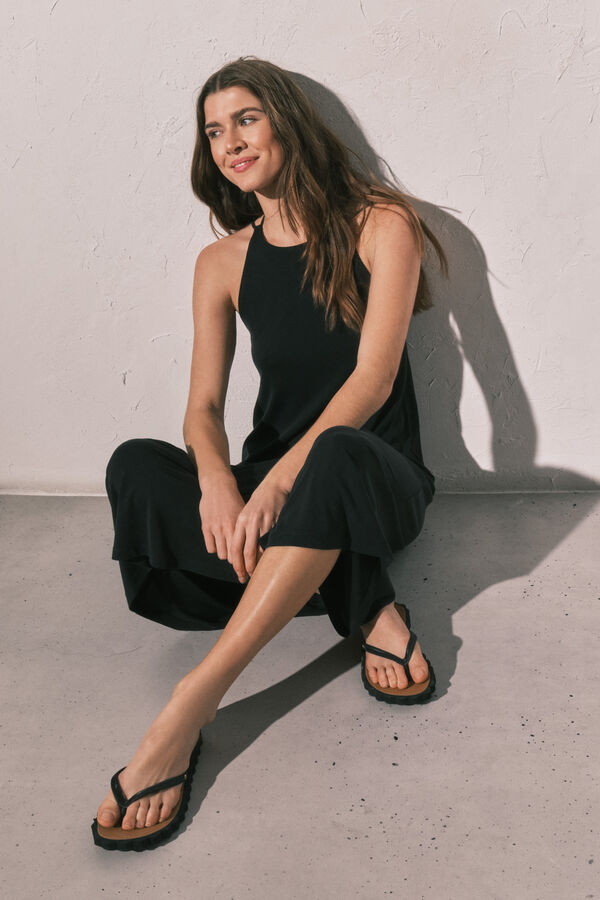 Women'secret Robe longue fluide noire noir