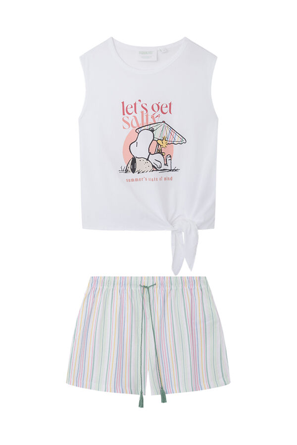 Womensecret Pyjama kurz 100 % Baumwolle Snoopy Weiß Naturweiß