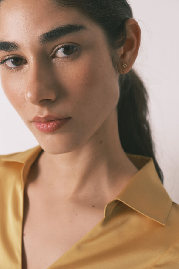 Women'secret Long mustard satin classic pyjamas printed