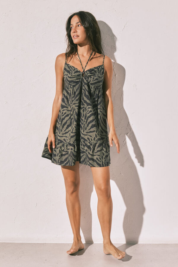 Women'secret Animal print short dress green