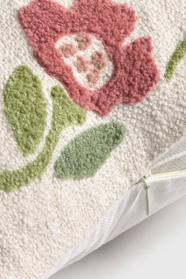 Textura Funda coj&iacute;n algod&oacute;n marco floral blanco