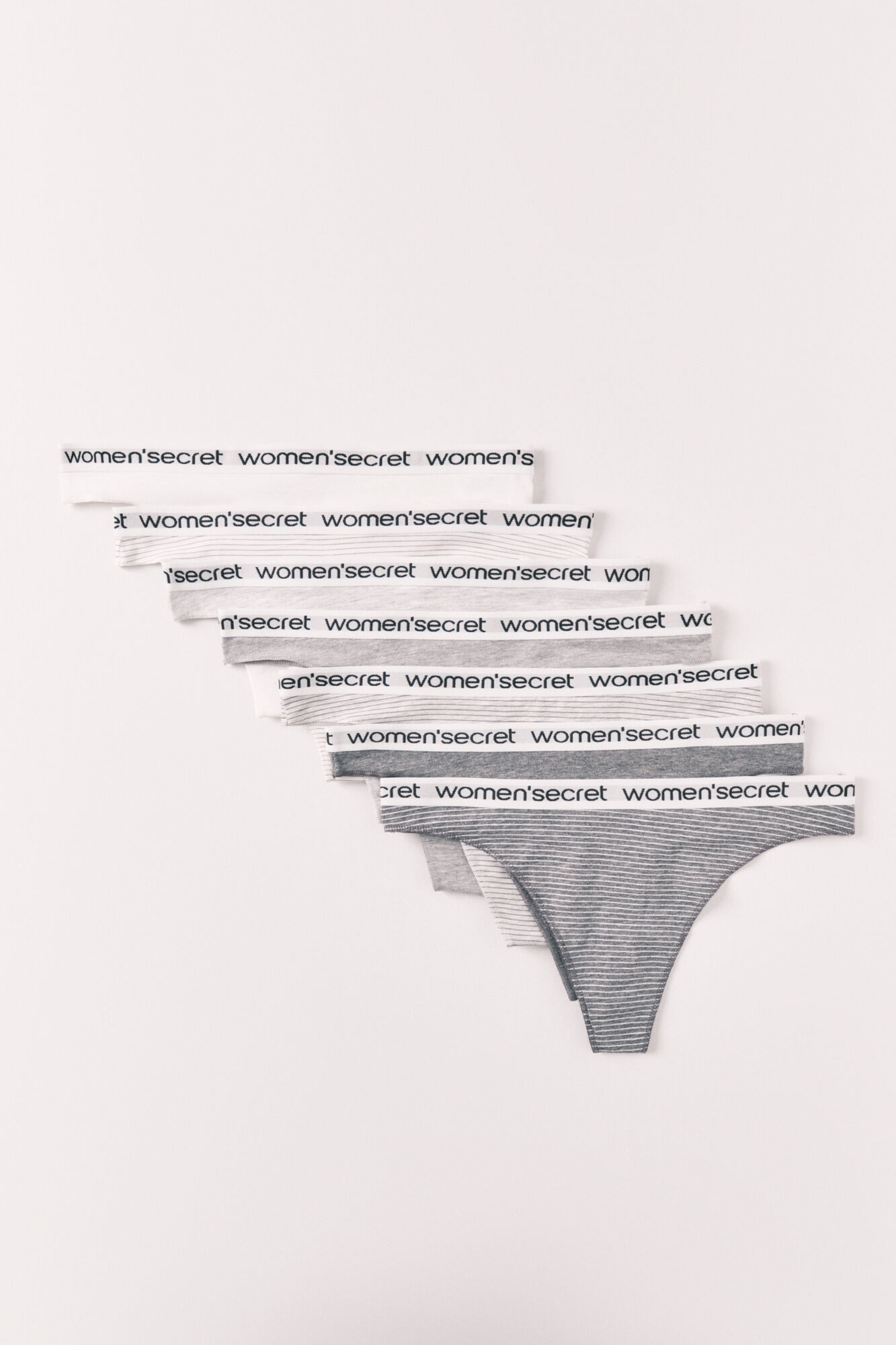 Women'secret 7-pack cotton striped logo thongs