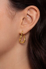 Womensecret Organic Hook gold-plated steel hoop earrings Žuta