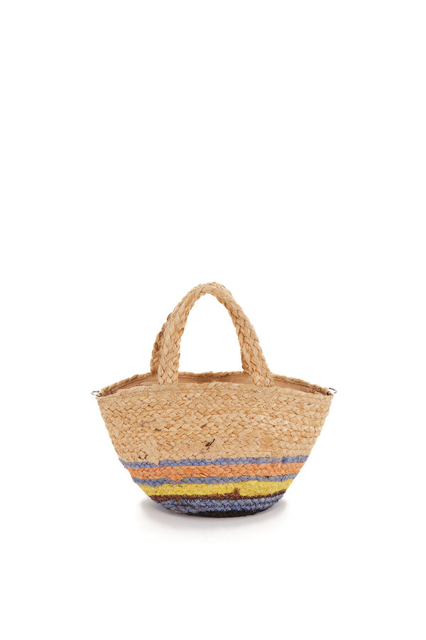 Womensecret Small raffia basket bag with yellow print rávasalt mintás