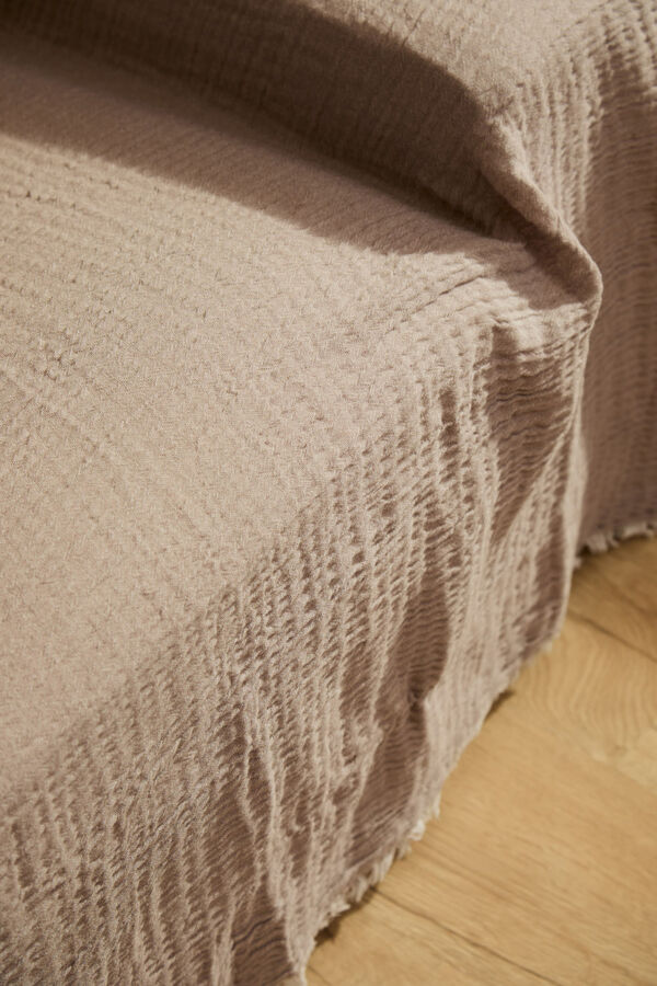 Calma House Colcha de musselina de algod&atilde;o cor de pedra cinzento