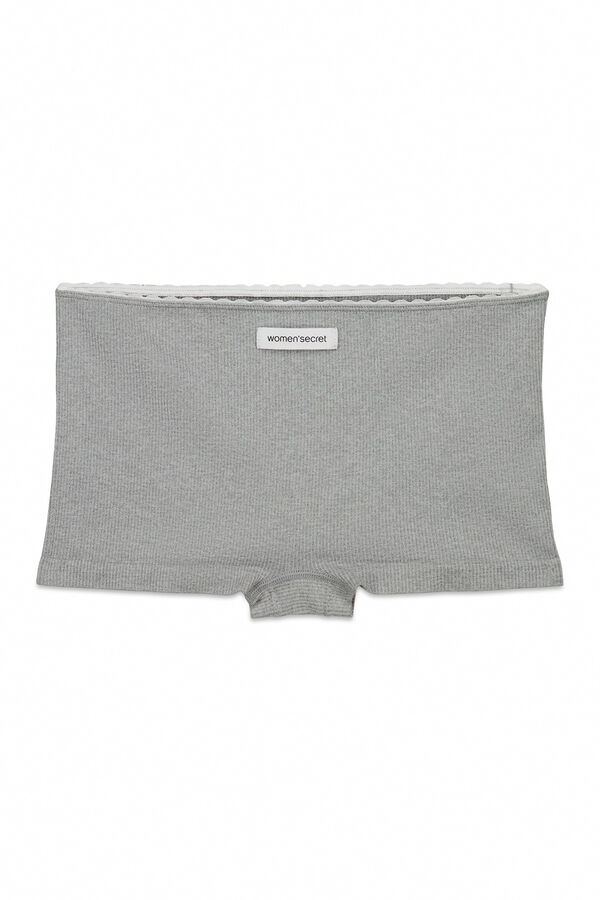 Women'secret Grey seamless ribbed boxer panty grey