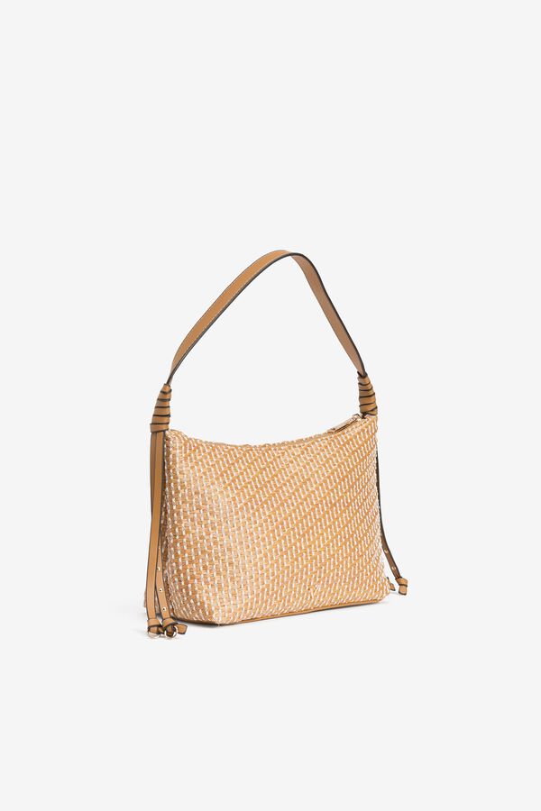 Vilanova Bolso con efecto paja bordada amarillo