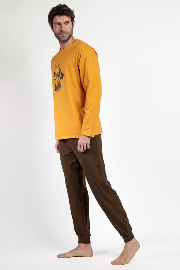 Admas Pijama largo Mandalorian 100% algod&oacute;n para hombre amarillo