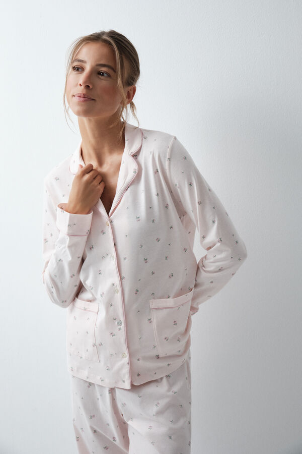 Women'secret Floral cotton classic pyjamas pink