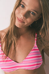 HI&BYE Top bikini escote V estampado rayas rosa rosa