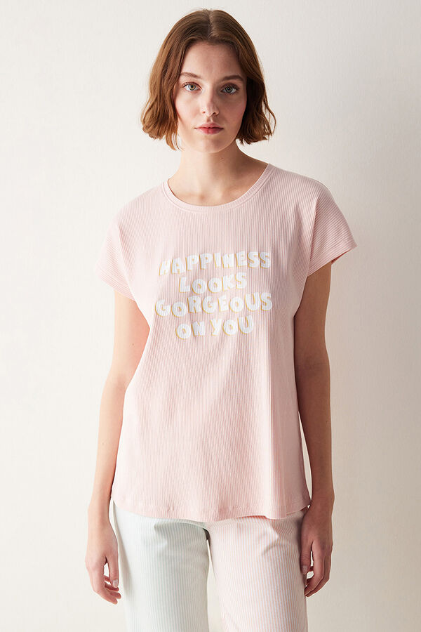 Womensecret Happiness Pink T-Shirt Pajama Top Ružičasta