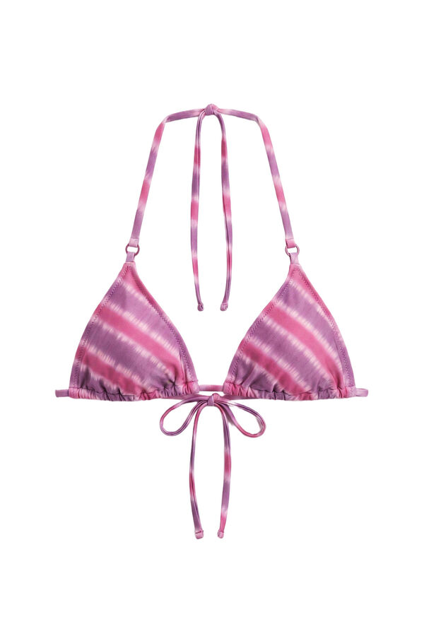 Women'secret Shiny tie dye print curtain bikini top pink