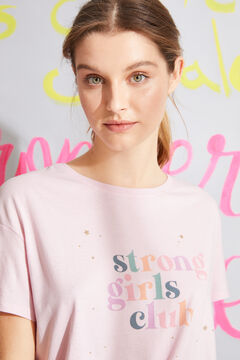 Womensecret Cotton short-sleeved midi nightgown  pink