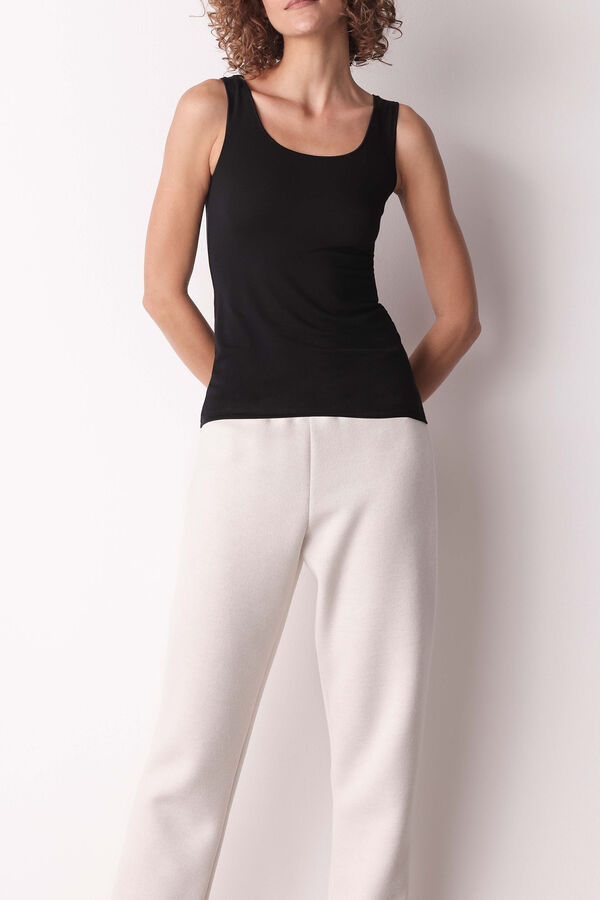 Cotonella Camiseta de caxemira sem mangas preta  preto