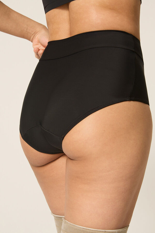 Womensecret Black recycled nylon seamless boyleg bikini bottoms - light to moderate absorbency fekete