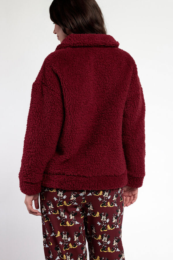 Admas Bata corta borrego Minnie Mouse para mujer burdeos