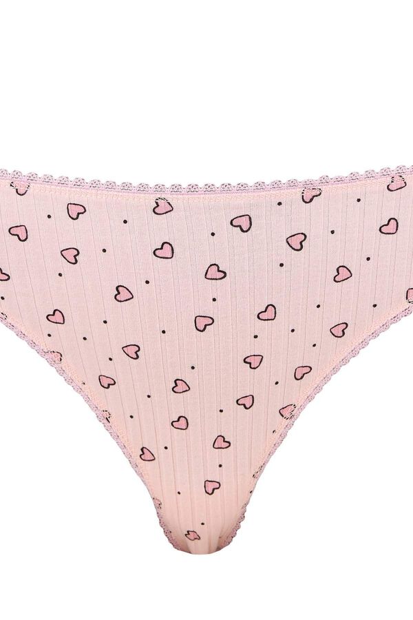 Trendyol Heart pattern knit underwear set rose