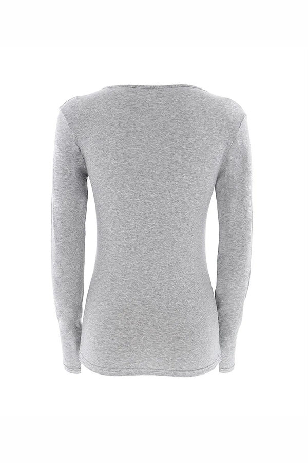 Womensecret Women's thermal V-neck long-sleeved T-shirt gris