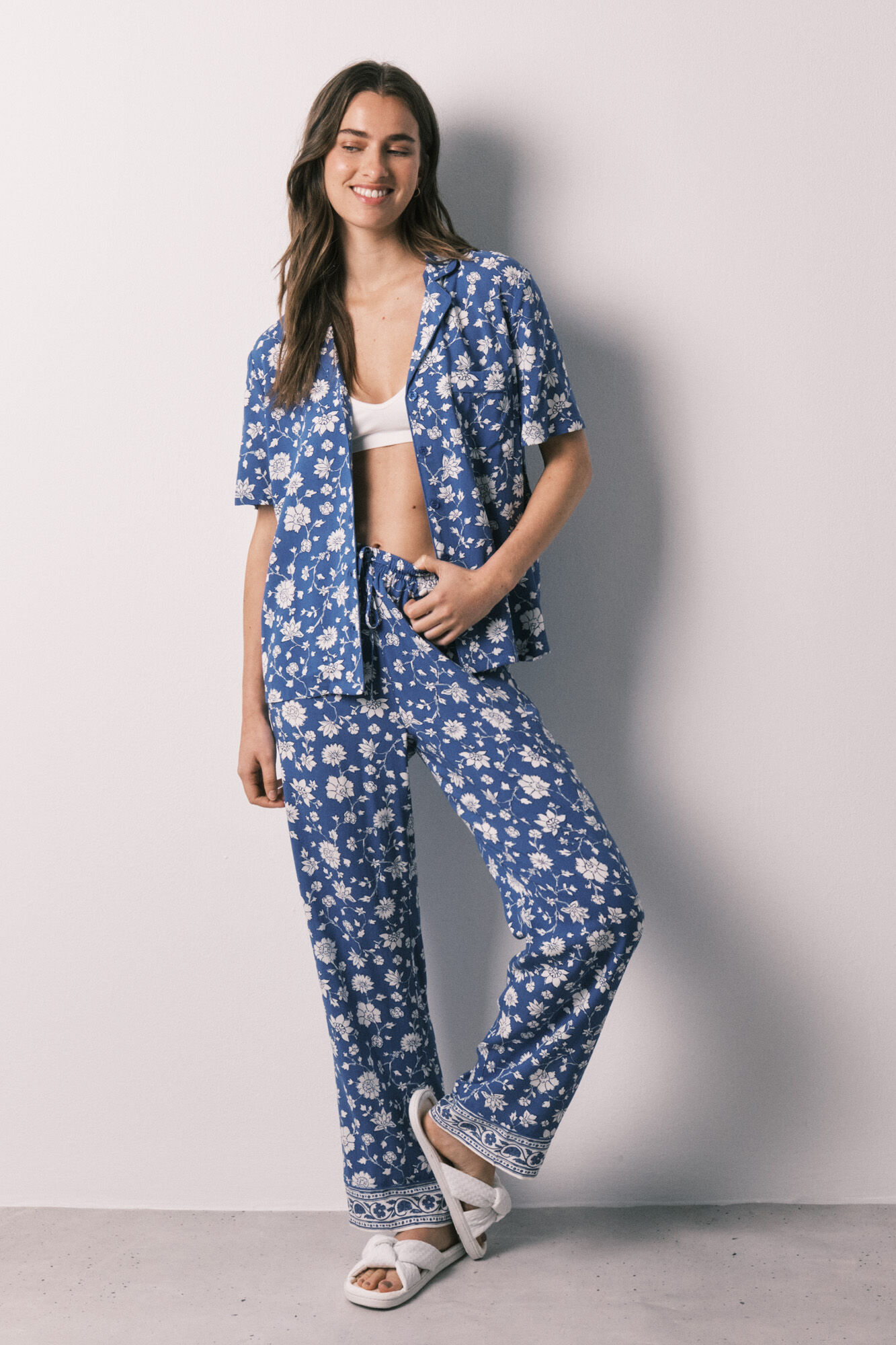 Women'secret Blue floral classic pyjamas