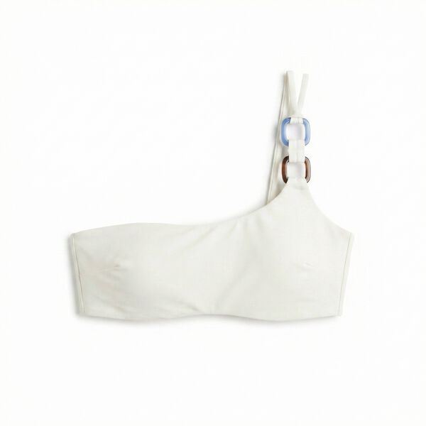 Women'secret Top bikini asim&eacute;trico blanco marfil