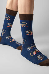 Womensecret Long navy blue socks in organic cotton bleu