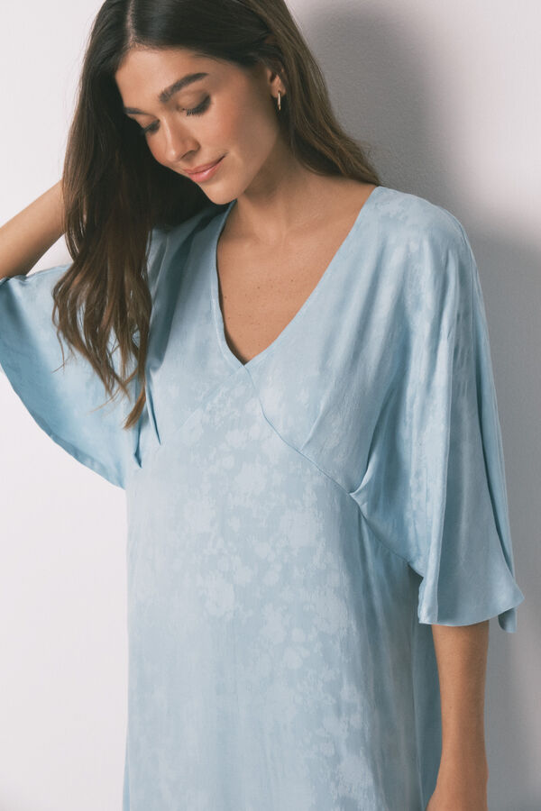 Women'secret Long nightgown with gathered neckline green