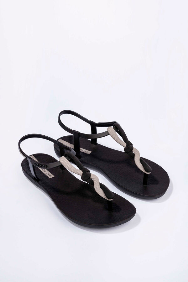 Ipanema Sandalia con tira en T y nudo negro