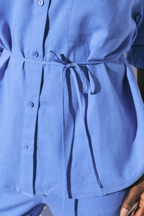 Women'secret Plava lanena ko&scaron;ulja dugih rukava Plava