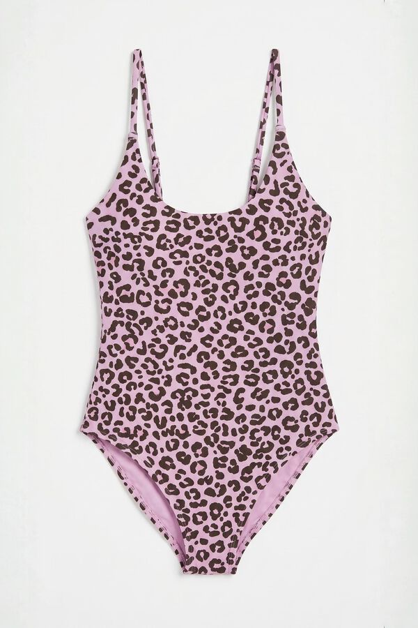 HI&BYE Pink animal print V-neck swimwear pink