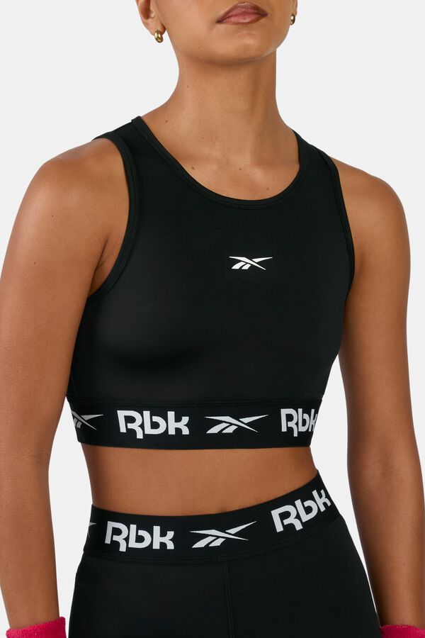 Reebok Sujetador deportivo sujeci&oacute;n media negro