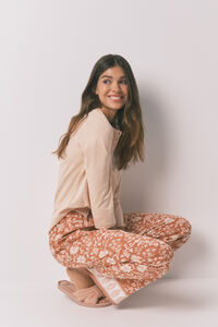 Women'secret Long orange floral viscose trouser