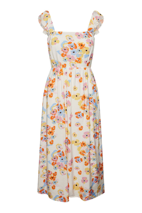 Womensecret Floral print midi dress with flounced straps. fehér