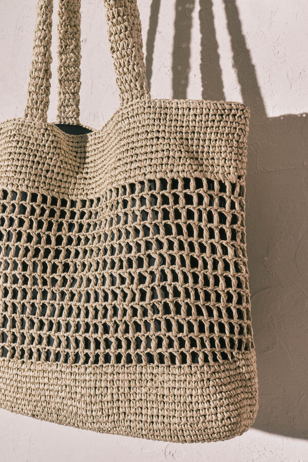 Women'secret Sac cabas en raphia orange nude