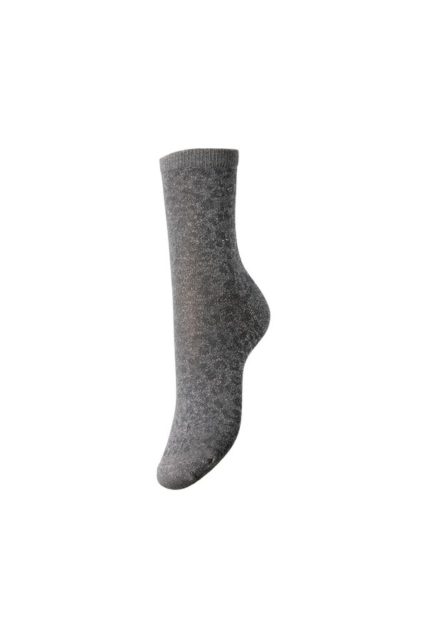 Pieces Socken mit Animal-Print und Lurex Grau