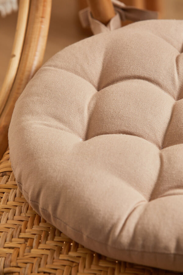 Womensecret Gavema round washable stone-coloured cotton seat cushion grey