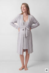 Women'secret Grey belted midi robe grey