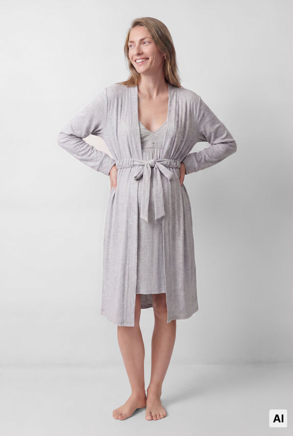 Women'secret Grey belted midi robe grey