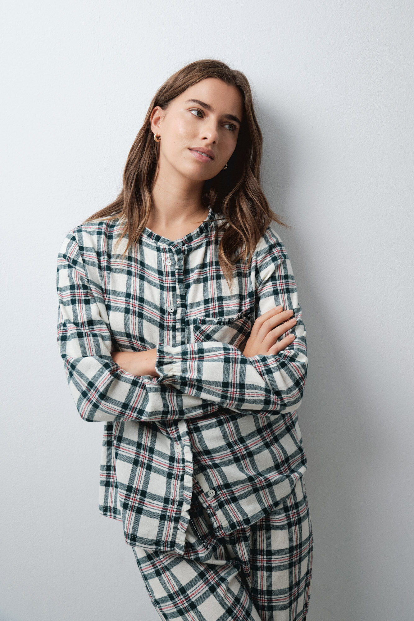 Women'secret Plaid mandarin collar long pyjamas