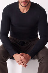 Womensecret Camiseta termal de hombre cuello redondo manga larga black